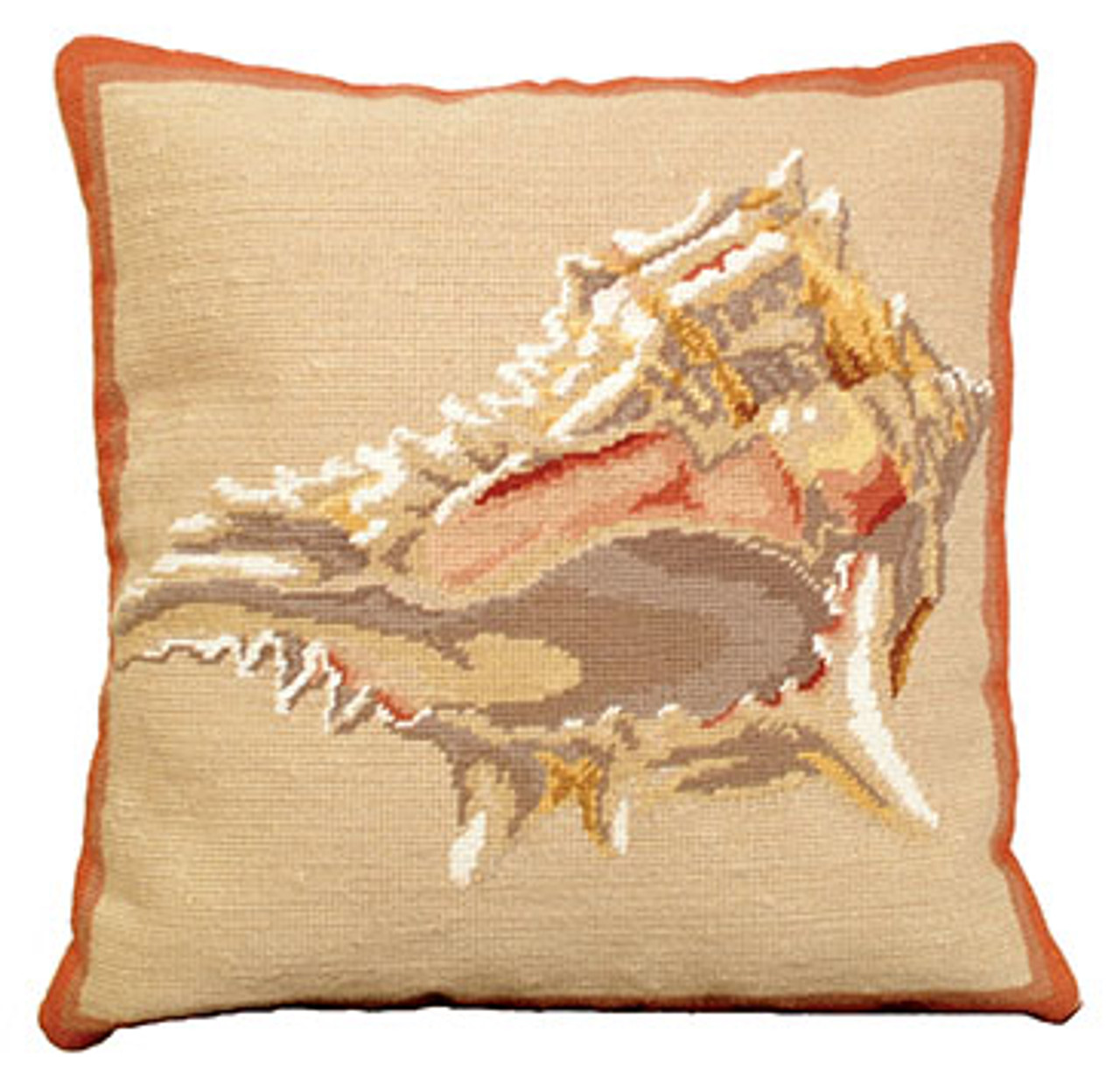 Lions Paw Sea Shell Needlepoint Pillow