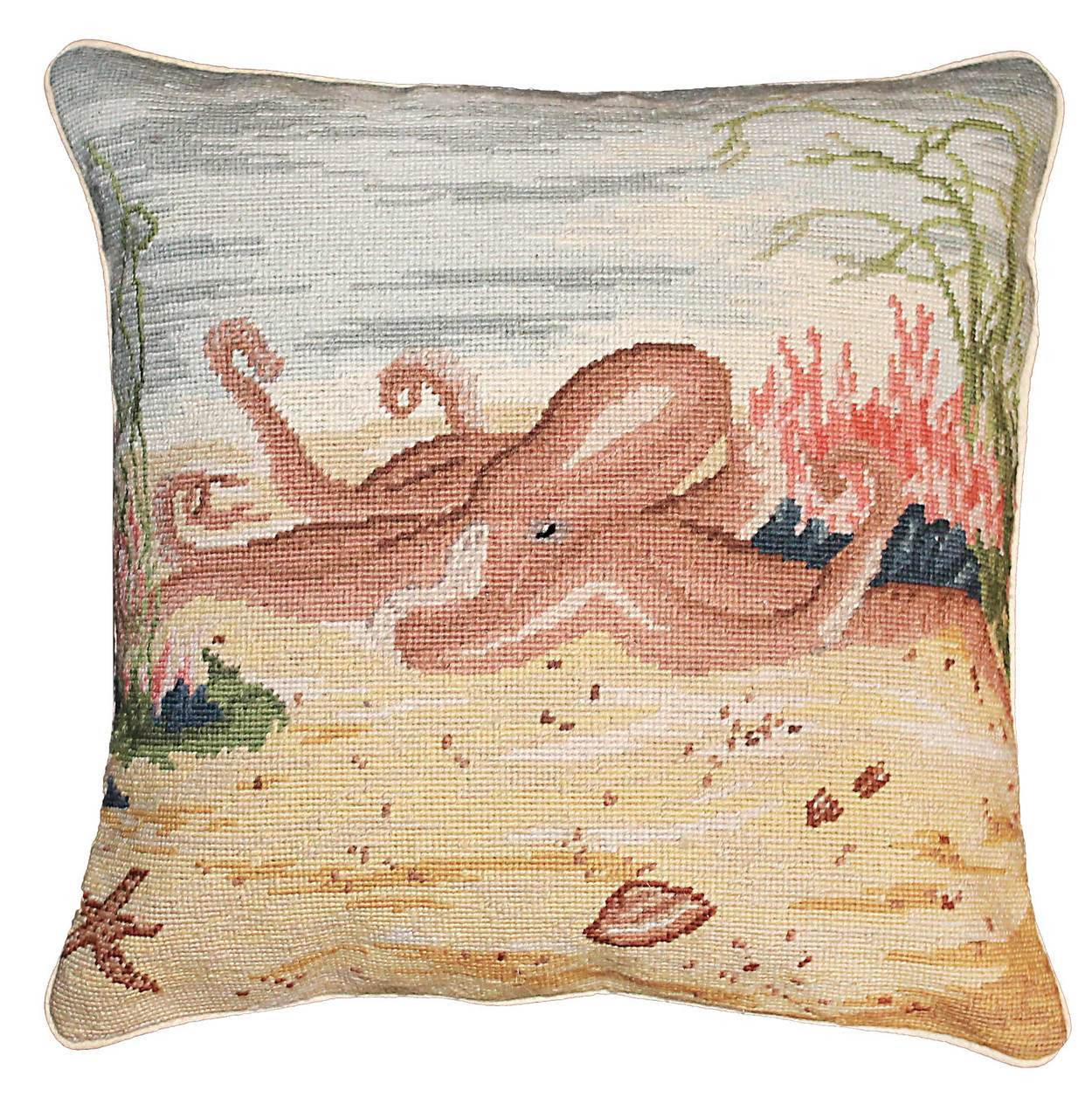 Sea Turtle Needlepoint Pillow