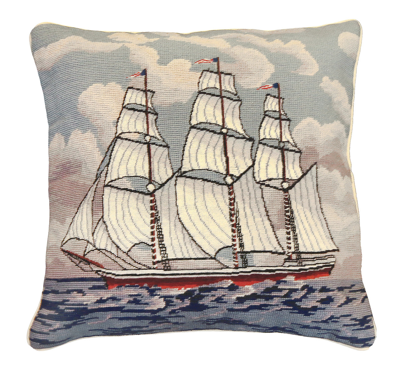 Square Rigger Needlepoint Pillow