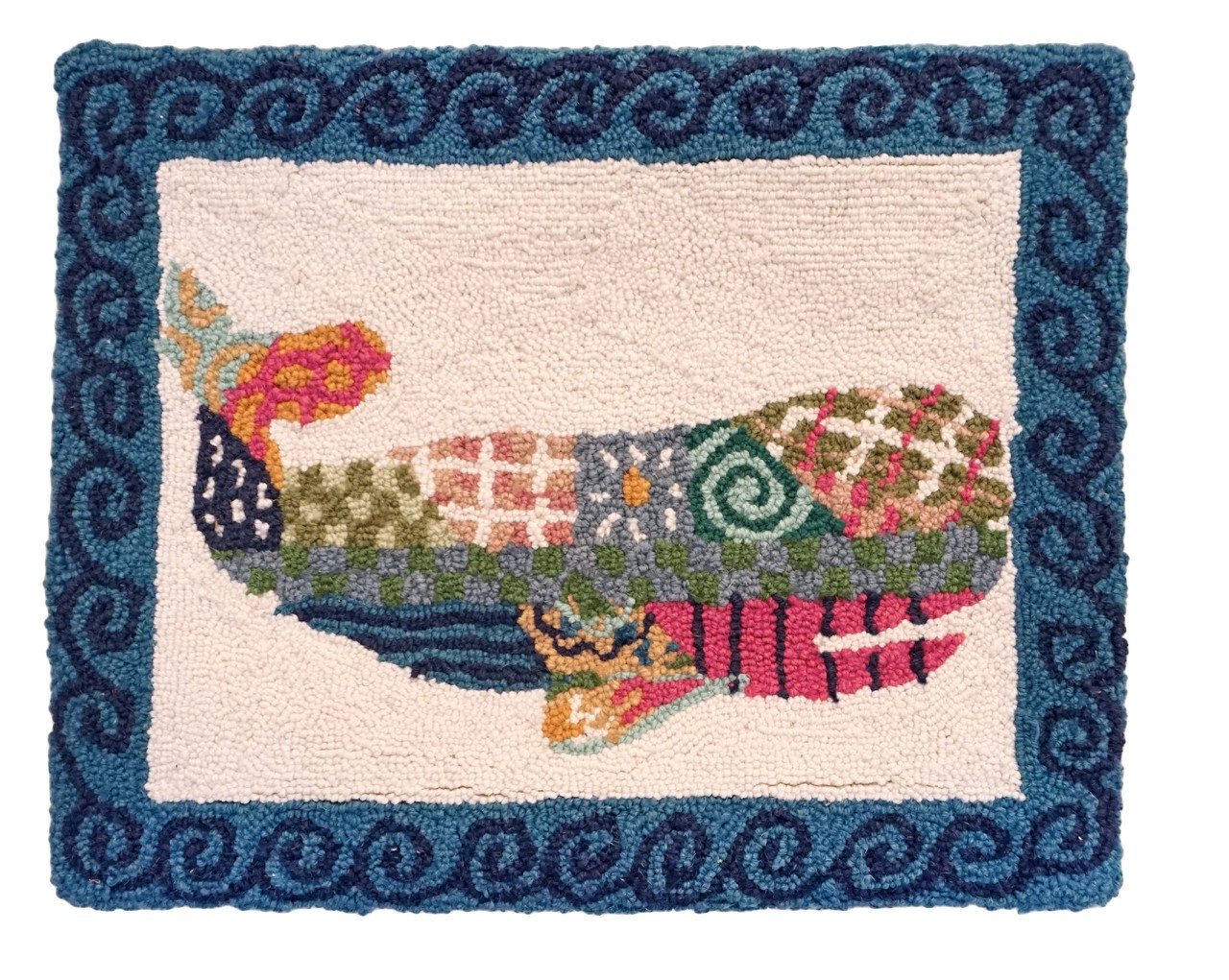 Patchwork Sperm Whale Hooked Pillow