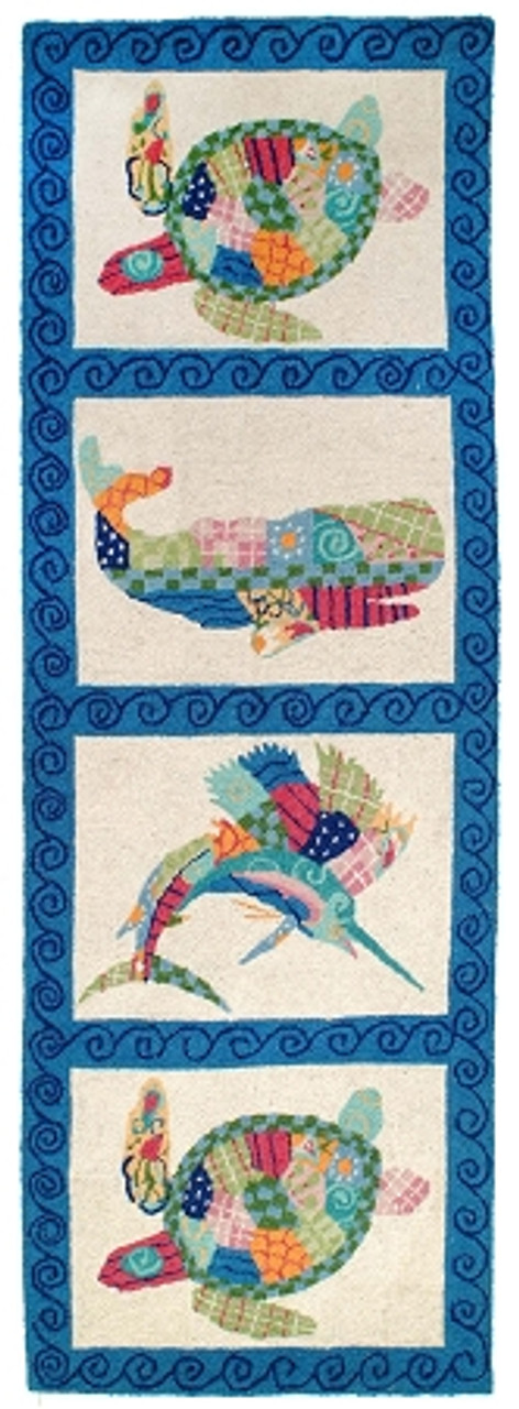 Patchwork Sailfish Hooked Pillow