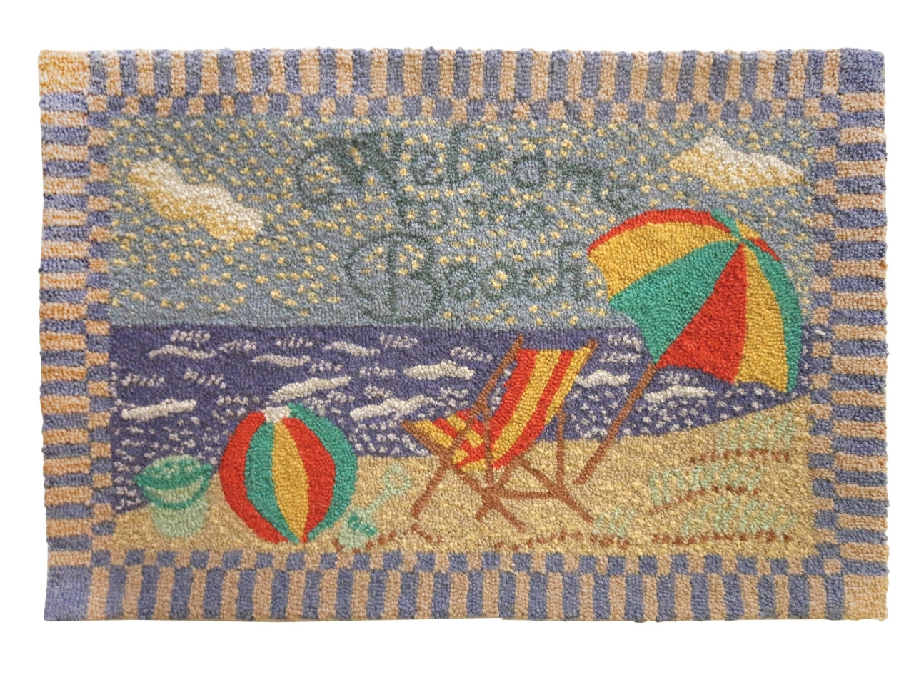 Welcome to the Beach Hooked Wool Rug
