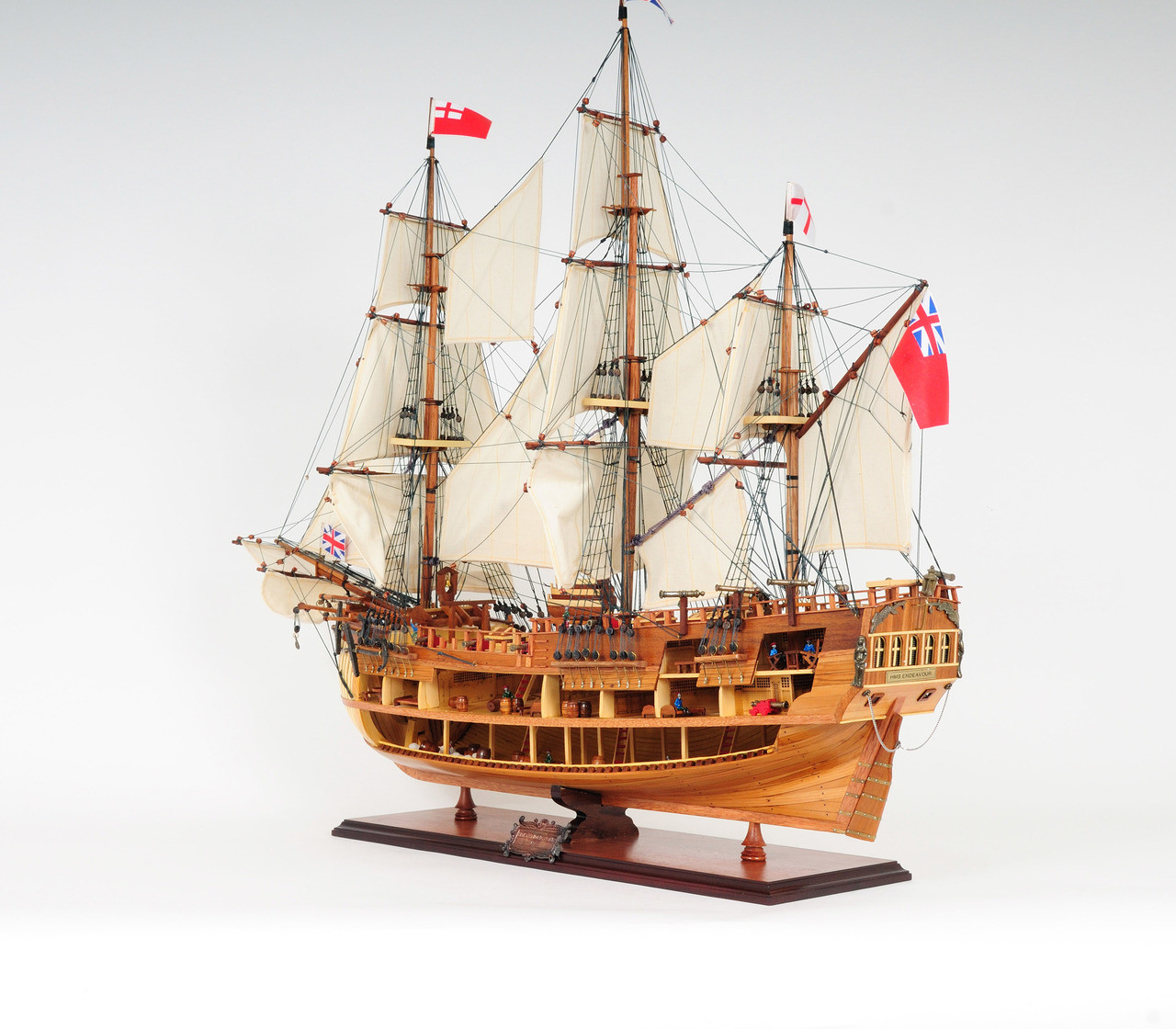 HMS Endeavour Open Hull Model Ship - 33.5"