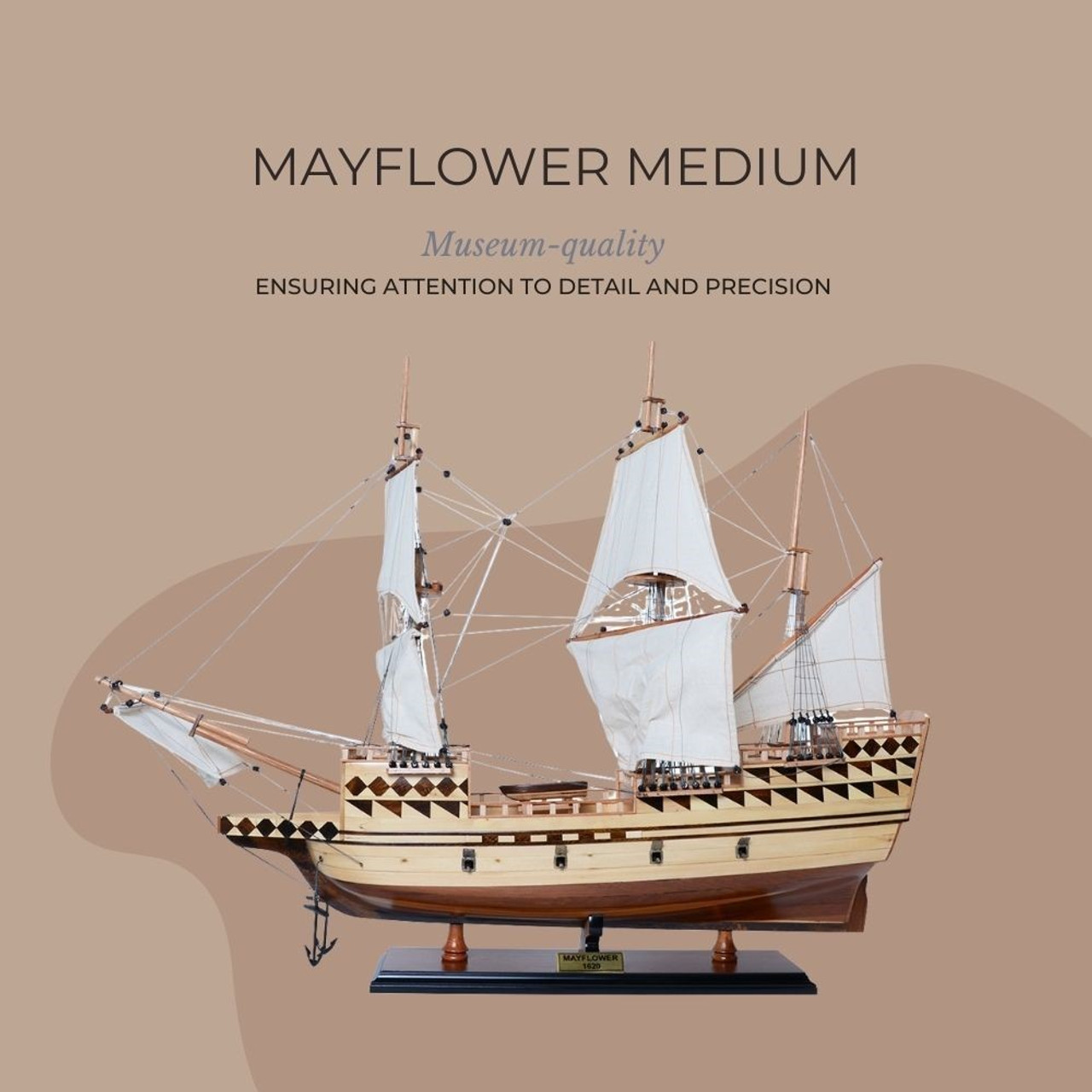 Mayflower Model Ship - 25" - Optional Personalized Plaque