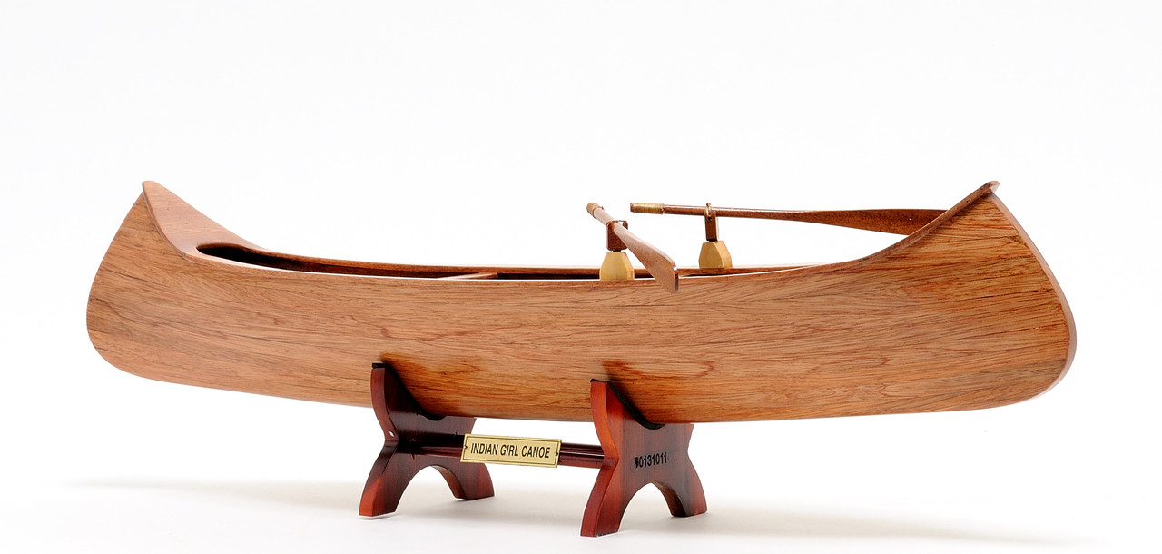 Indian Girl Canoe with Optional Personalized Plaque