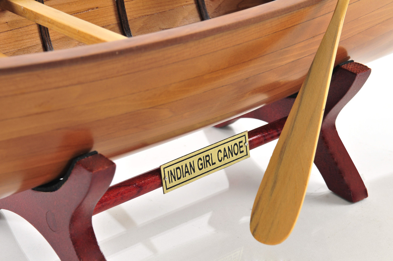 Indian Girl Canoe with Optional Personalized Plaque