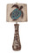 Heavy Aged Ribbed Hour Glass Table Lamp with Turtle Shade