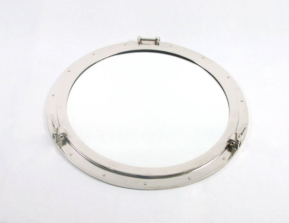 Deluxe Class Decorative Ship Porthole Mirror 30" Brushed Nickel