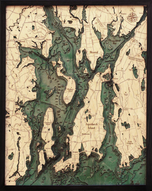 Narragansett / Newport, Rhode Island - 3D Nautical Wood Chart