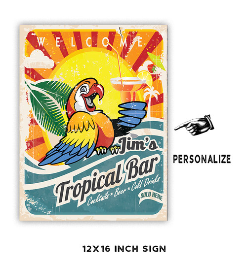 Tropical Bar Personalized Metal Sign