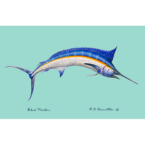 Blue Marlin on Teal Beach Towel