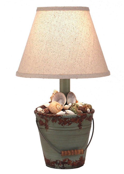 Aged Atlantic Grey Mini Bucket of Shells Accent Lamp