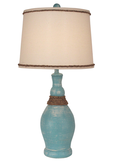 Weathered Slender Casual Table Lamp with Rope Accent