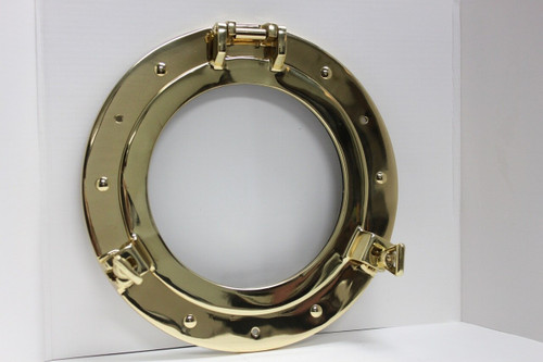 (BP-701C -11.5) 11.5" Solid Polished Brass Porthole Window