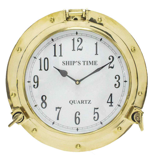Porthole Clock Solid Brass - 16"