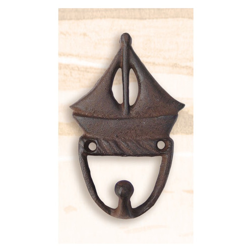 Cast Iron Hook - Sailboat - Antique - 4.75"