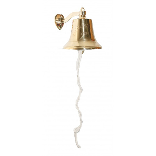 (F6300E QM) 6" Brass Bell "Queen Mary" Engraved Ship's Bell