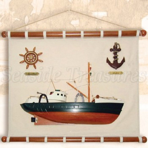 Nautical Canvas with Boat - 20" x 15.5"