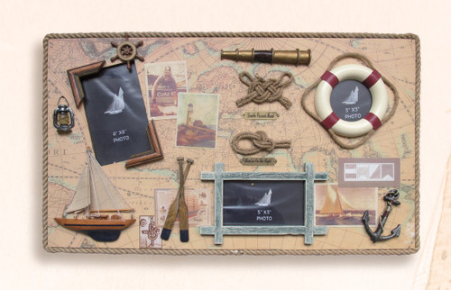 Nautical Knot Board with Picture Frames - 22" x 13"