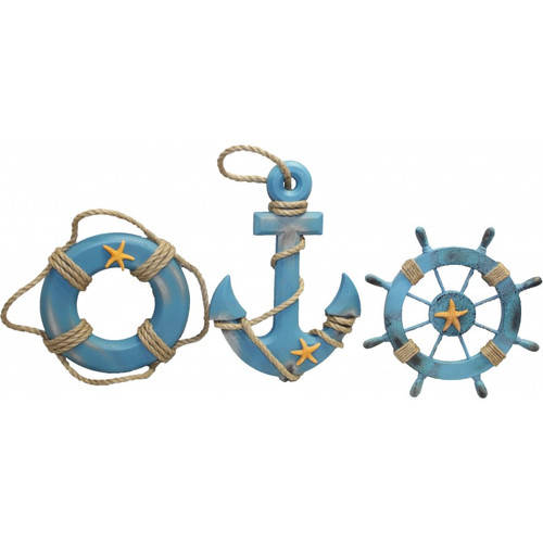 Anchor, Life Ring, and  Ship's Wheel Wall Decor - Set of 3