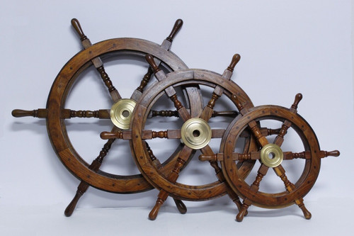 Decorative Standard Wooden Ship Wheel with Detachable Spokes - 60"