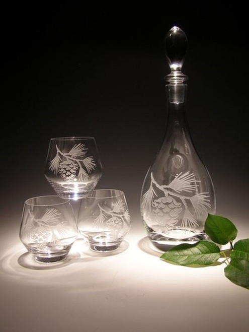 Hand Carved Crystal Wine Decanter - 28oz - Personalized