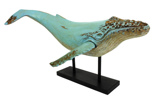 (MR-196)
Extra Large Green Resin Humpback Whale Sculpture with Stand