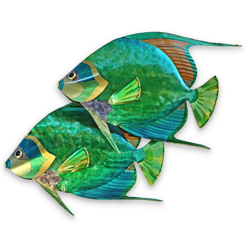 (CO139)
17" "Pair of Queen Angelfish" Colorful Metal Wall Sculpture