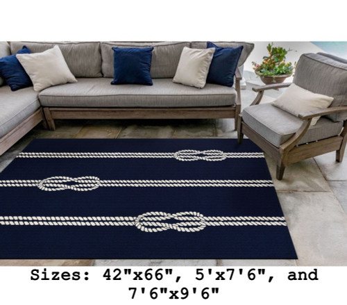 Navy Capri Nautical Ropes Indoor/Outdoor Rug -Large Rectangle Lifestyle