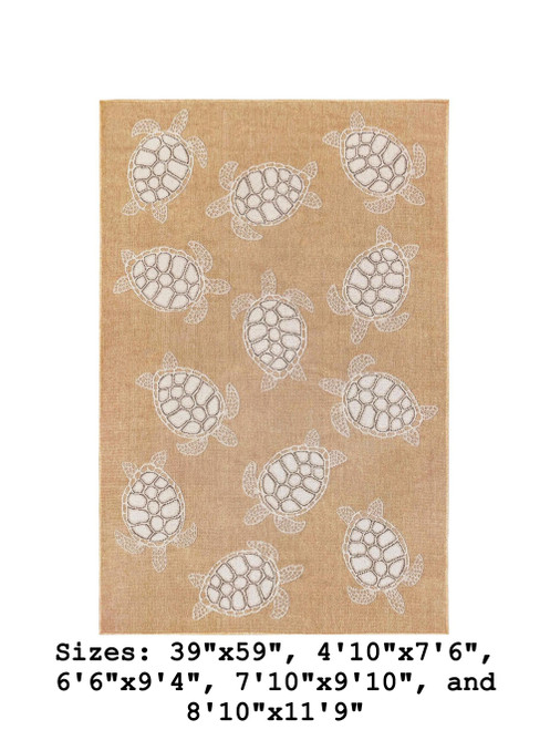 Carmel Sea Turtles Indoor/Outdoor Rug  - Sand - 7 Sizes