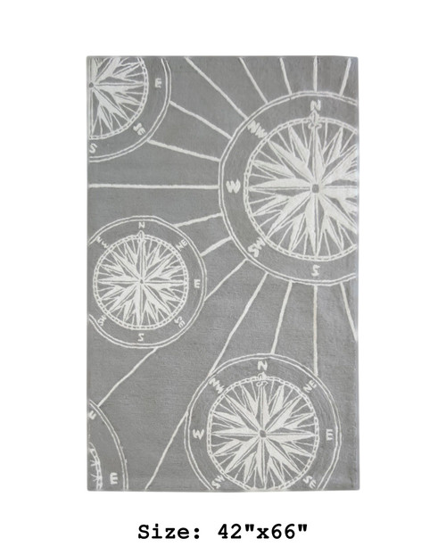 Small Retangle Compass Rug Frontporch Compass Rose Indoor/Outdoor Rug - 8 Sizes
