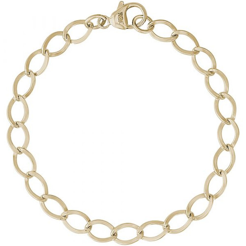 Curb Link Charm Bracelet - 7" or 8" - Gold Plate, 10k Gold, or 14k Gold