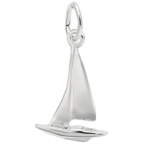 Sailboat Accent Charm - Sterling Silver and 14k White Gold