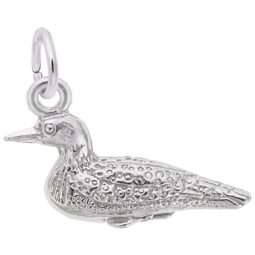 Loon Charm - Sterling Silver and 14k White Gold