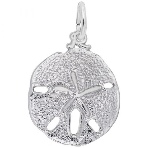 Sand Dollar Charm - Sterling Silver and 14k White Gold