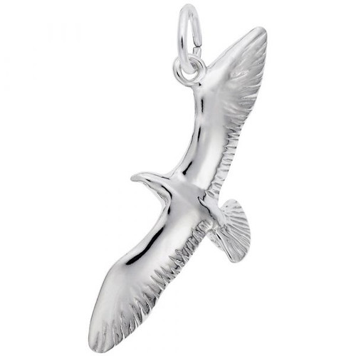 Seagull Charm - Sterling Silver and 14k White Gold