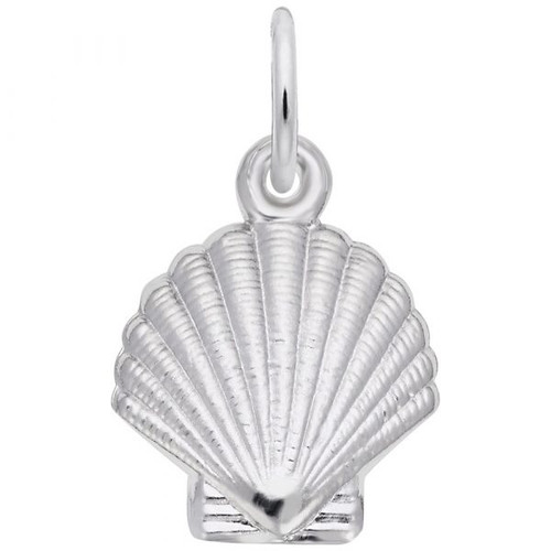 Clamshell Charm - Sterling Silver and 14k White Gold