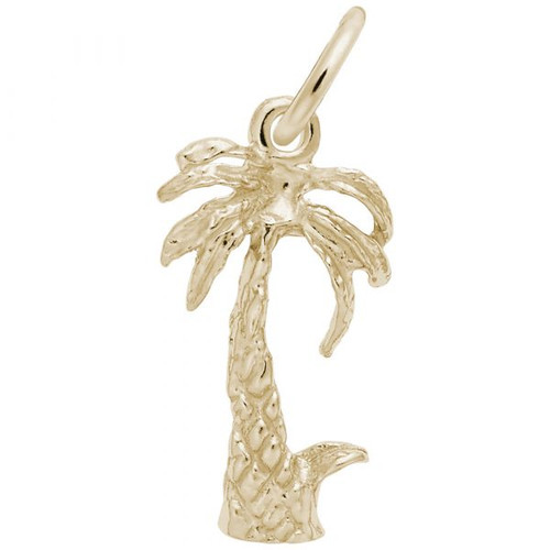 Palm Tree with Accent Charm - Gold Plate, 10k Gold, 14k Gold