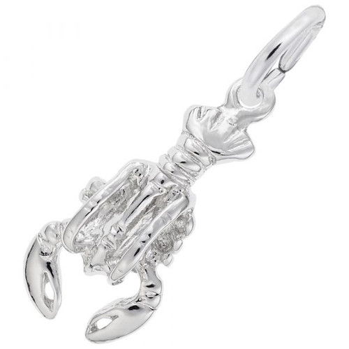 Small Lobster Charm - Sterling Silver and 14k White Gold