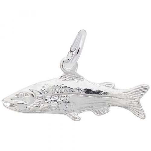 Snook Fish Charm - Sterling Silver and 14k White Gold