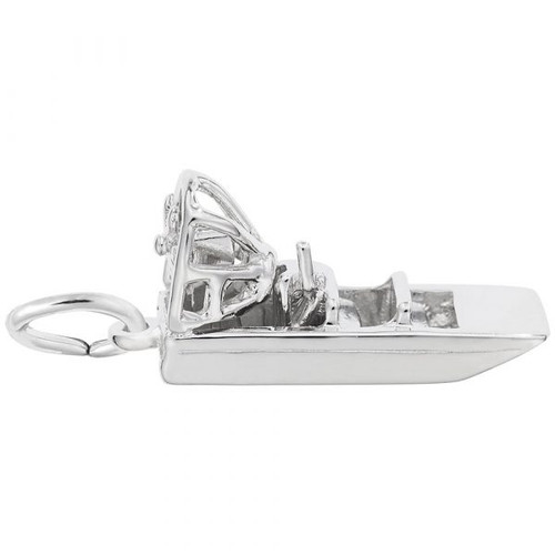 Air Boat Charm - Sterling Silver and 14k White Gold
