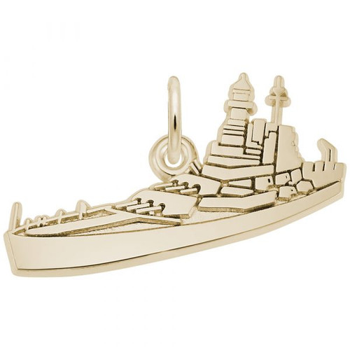 Flat USS NC Ship Charm - Gold Plate, 10k Gold, 14k Gold