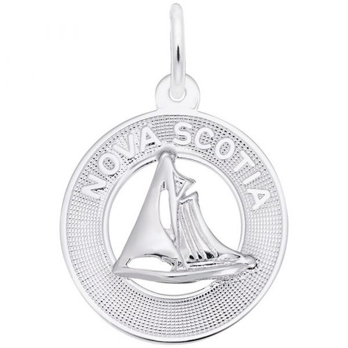 Nova Scotia Sailboat Ring Charm -Sterling Silver and 14k White Gold