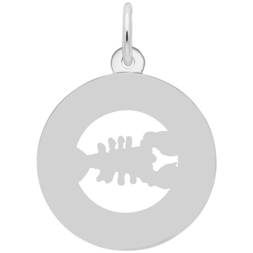 Boston Lobster Ring Charm - Engraveable Backside - Sterling Silver and 14k White Gold