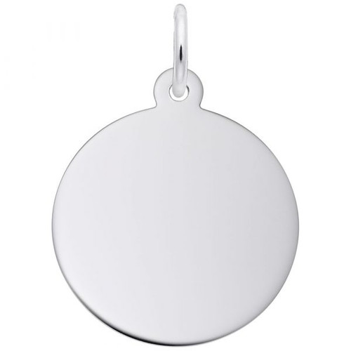 Medium Round Disc Charm - 50 Series -Sterling Silver and 14k White Gold - Optional Engraving