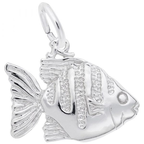 Sunfish Charm - Sterling Silver and 14k White Gold