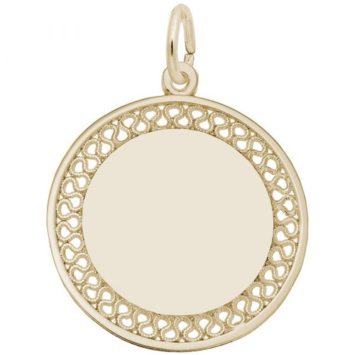 Small Filigree Disc Charm - Identical Front and Back - Gold Plate, 10k Gold, 14k Gold - Optional Engraving