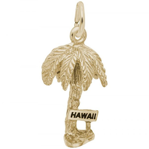 "Hawaii" Palm Tree Charm - Gold Plate, 10k Gold, 14k Gold