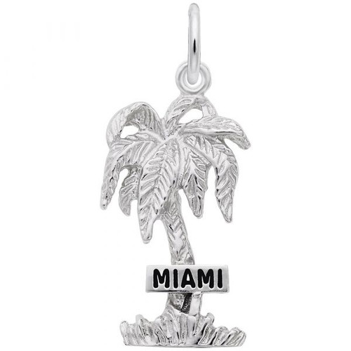 "Miami" Palm Tree Charm - Sterling Silver and 14k White Gold