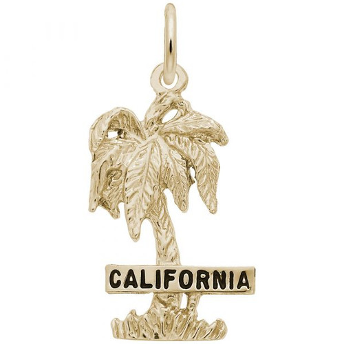 "California" Palm Tree Charm - Gold Plate, 10k Gold, 14k Gold